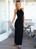 Black Criss Cross Back Backless Maxi Dress