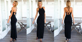 Black Criss Cross Back Backless Maxi Dress
