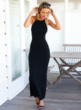 Black Criss Cross Back Backless Maxi Dress